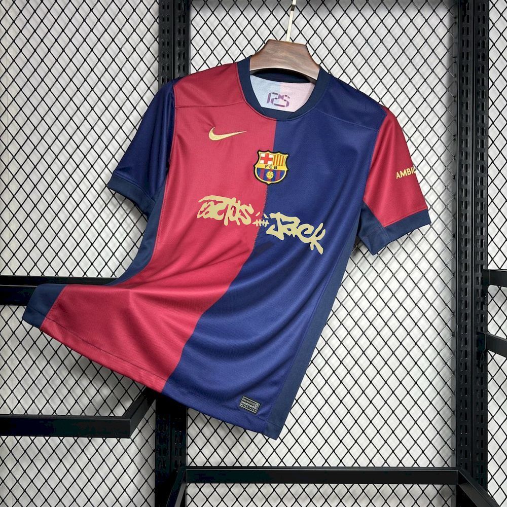 24-25 Barcelona x Travis Scott Home Kit Football T-Shirt AAAAJersey Yupoo 1
