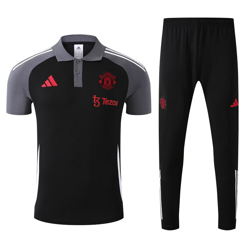 25-26 Manchester United Black POLO Training Kits Football Tracksuits 3