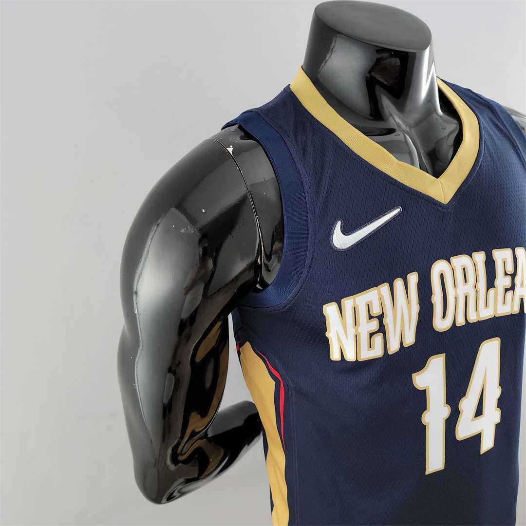 75th Anniversary New Orleans Pelicans Ingram #14 Navy Blue NBA Jersey 5
