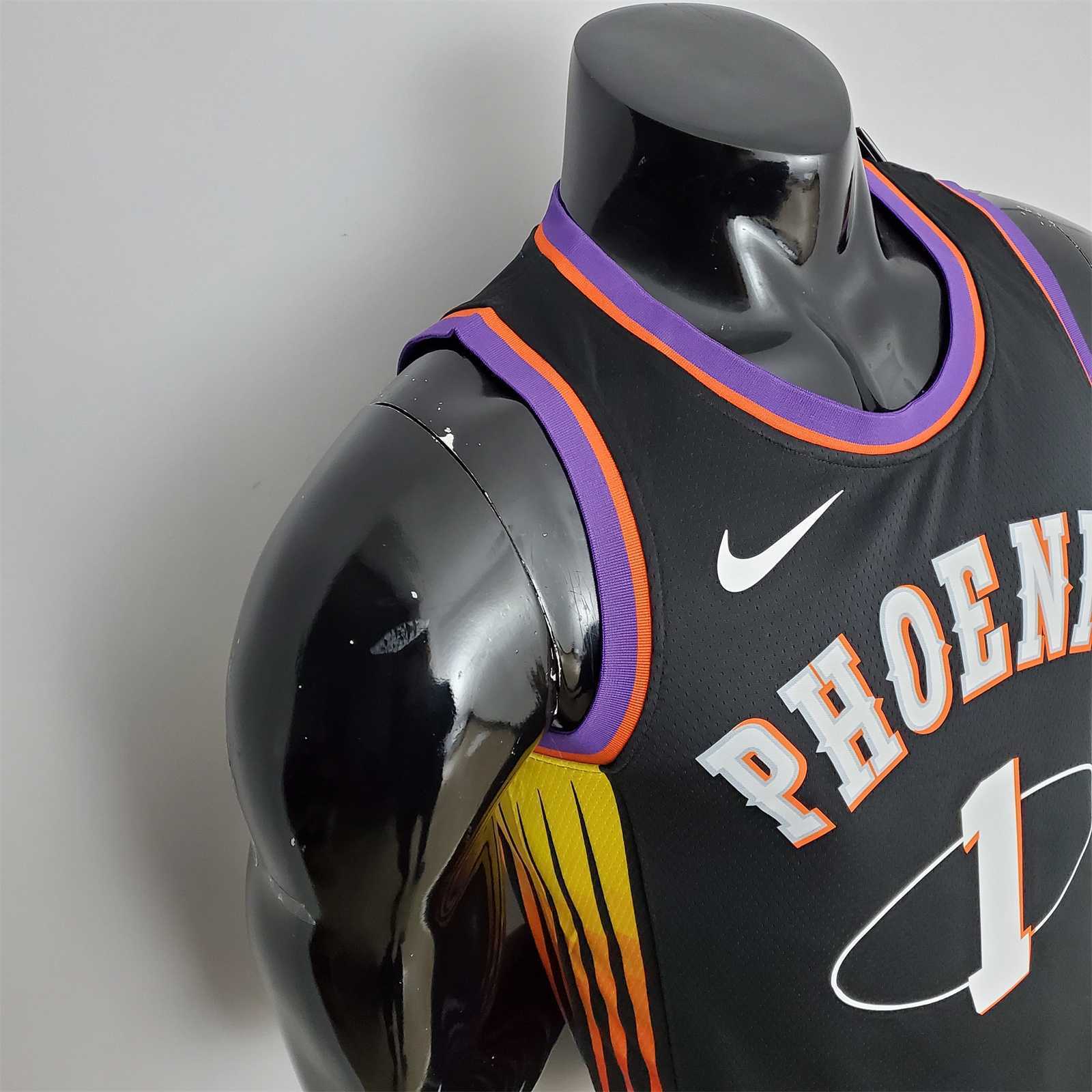 2022 Season Booker #1 Suns City Edition Black NBA Jersey 7