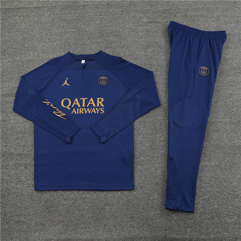 23-24 PSG Long Sleeve Kits Navy Zipper Training Suits Jersey Supplier Yupoo 1