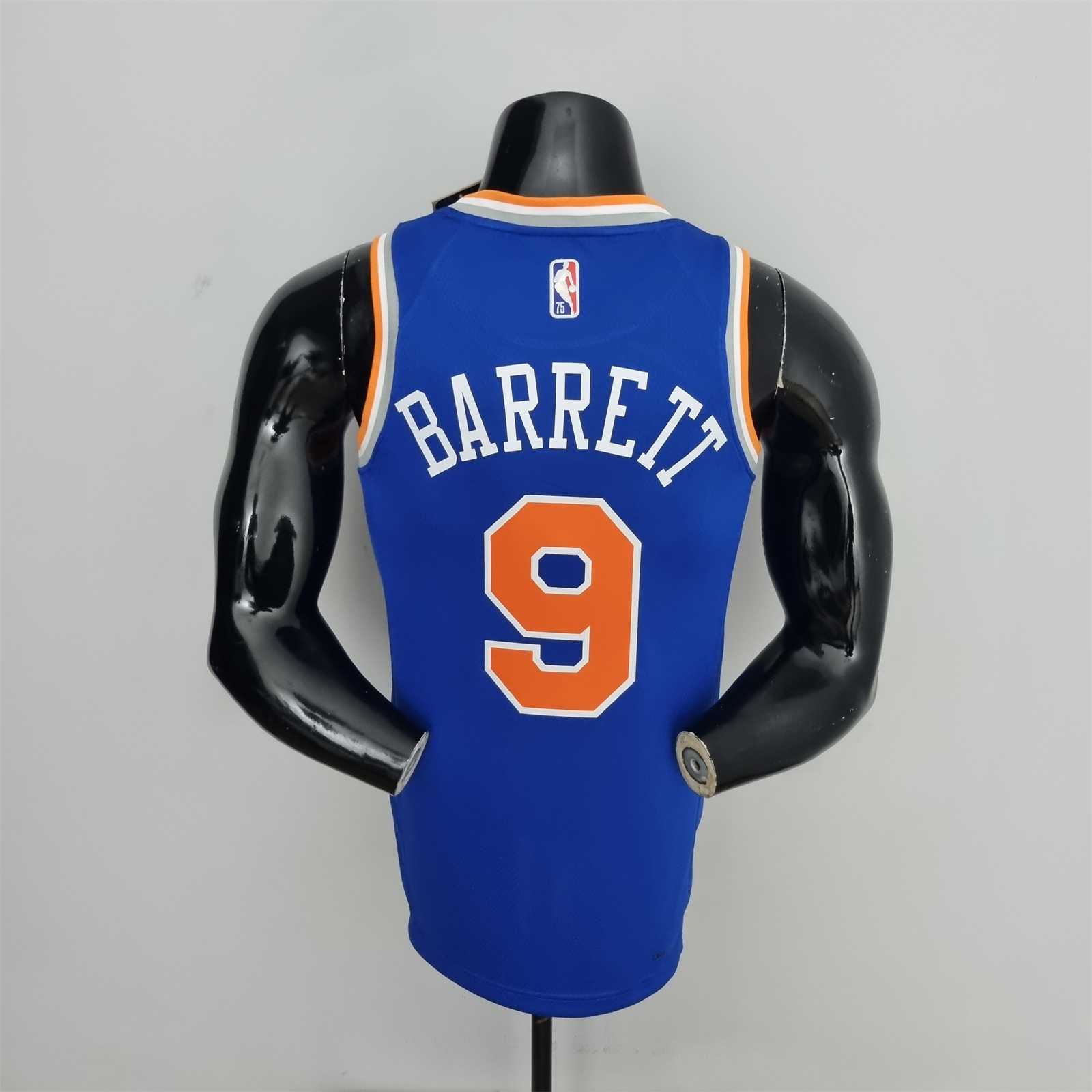 75th Anniversary Barrett #9 New York Knicks Blue NBA Jersey 8