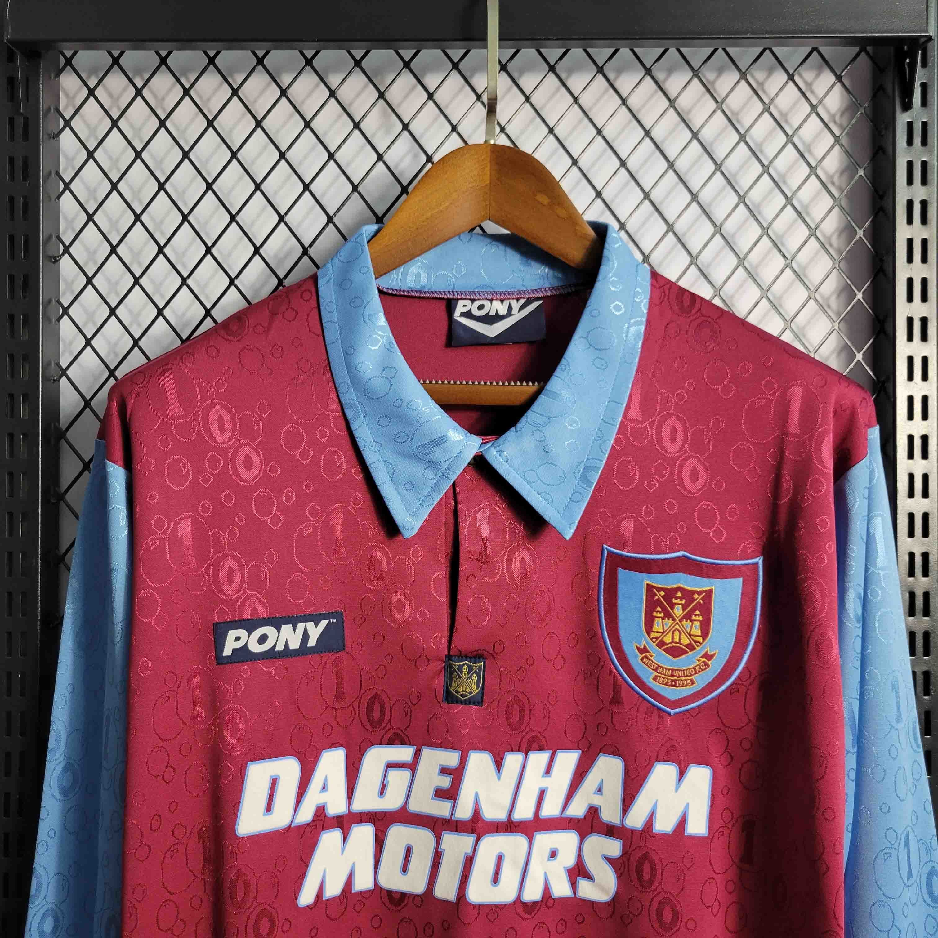 95-97 West Ham Home Retro Long Sleeve Kit Vintage Shirt Sport AAAAJersey Yupoo 5