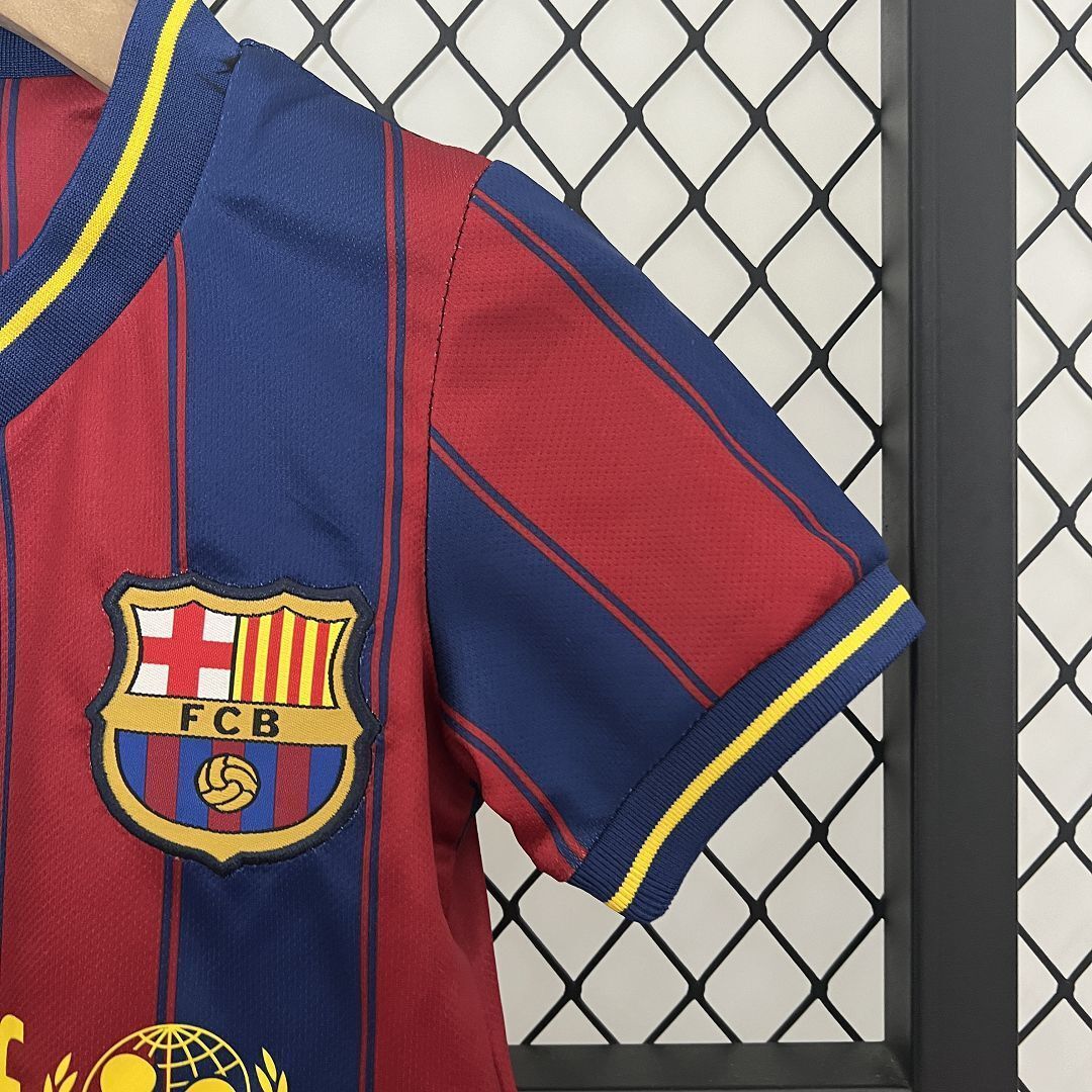 09-10 Barcelona Home Retro Kids Kits Children Shirt Football Jerseys Yupoo 4