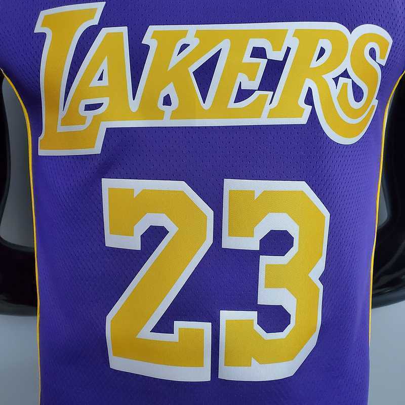 New Lakers Jordan James #23 Theme Purple Round Neck 7