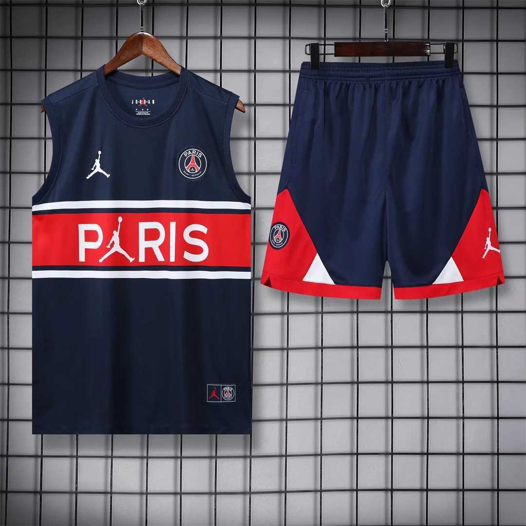 22-23 PSG vest training kit kit dark blue and red stripe 11