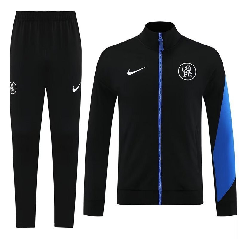 25-26 Chelsea Black Football Tracksuits Long Jacket Suits 3