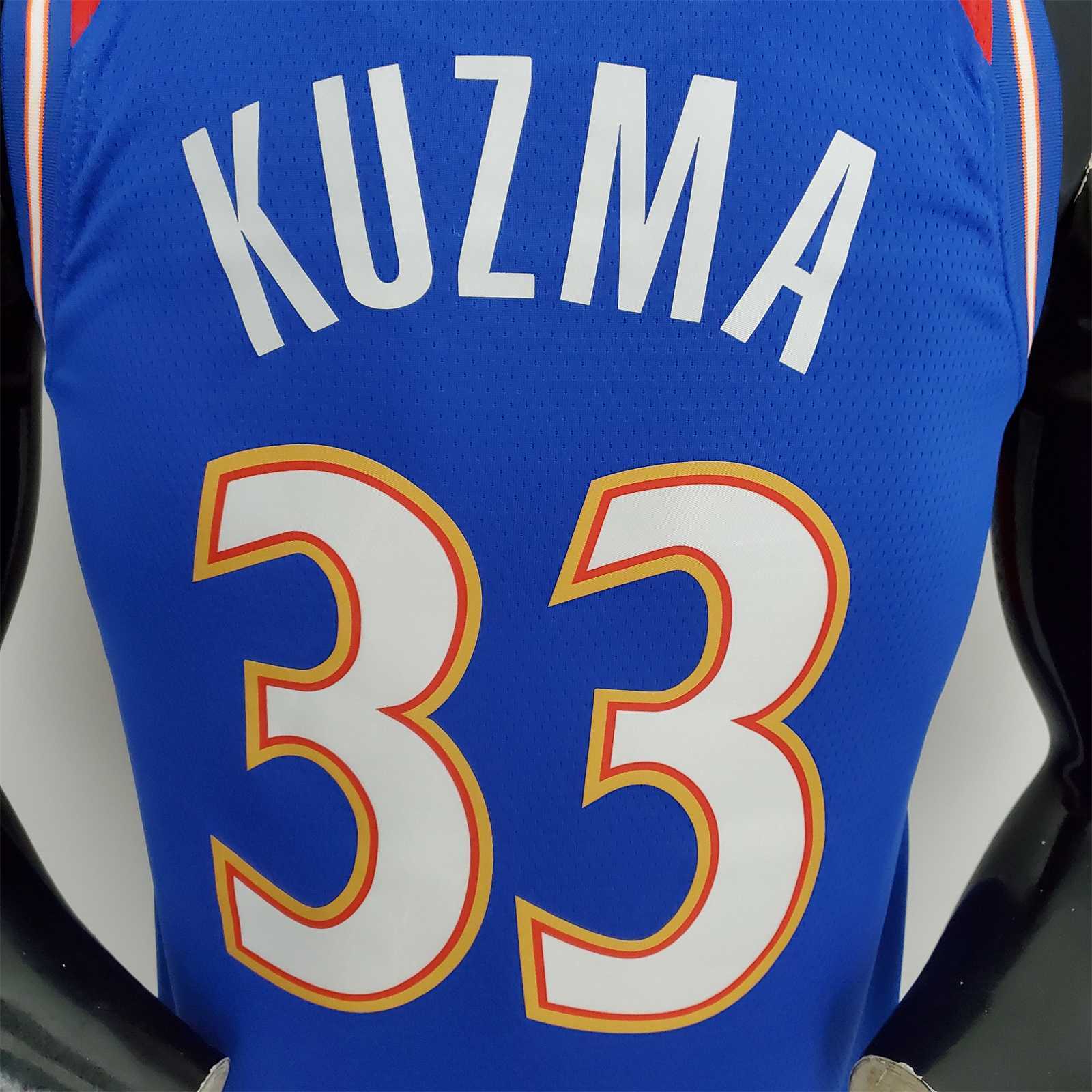 2022 Season Kuzma #33 Talent City Edition Blue Red NBA Jersey 4