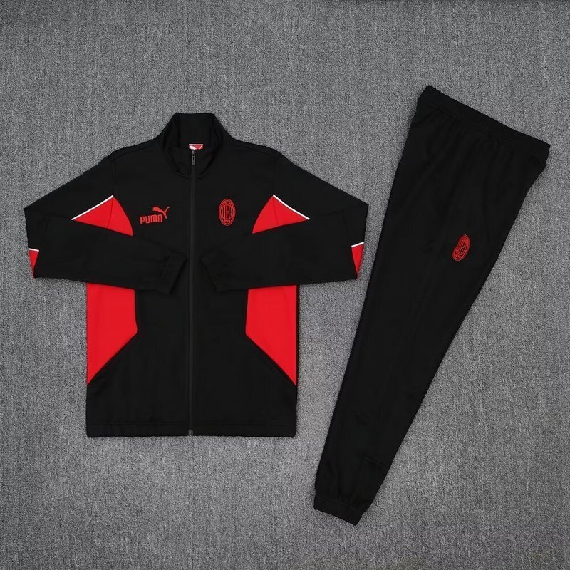 25-26 AC Milan Black&Red Football Tracksuits Long Jacket Suits 1