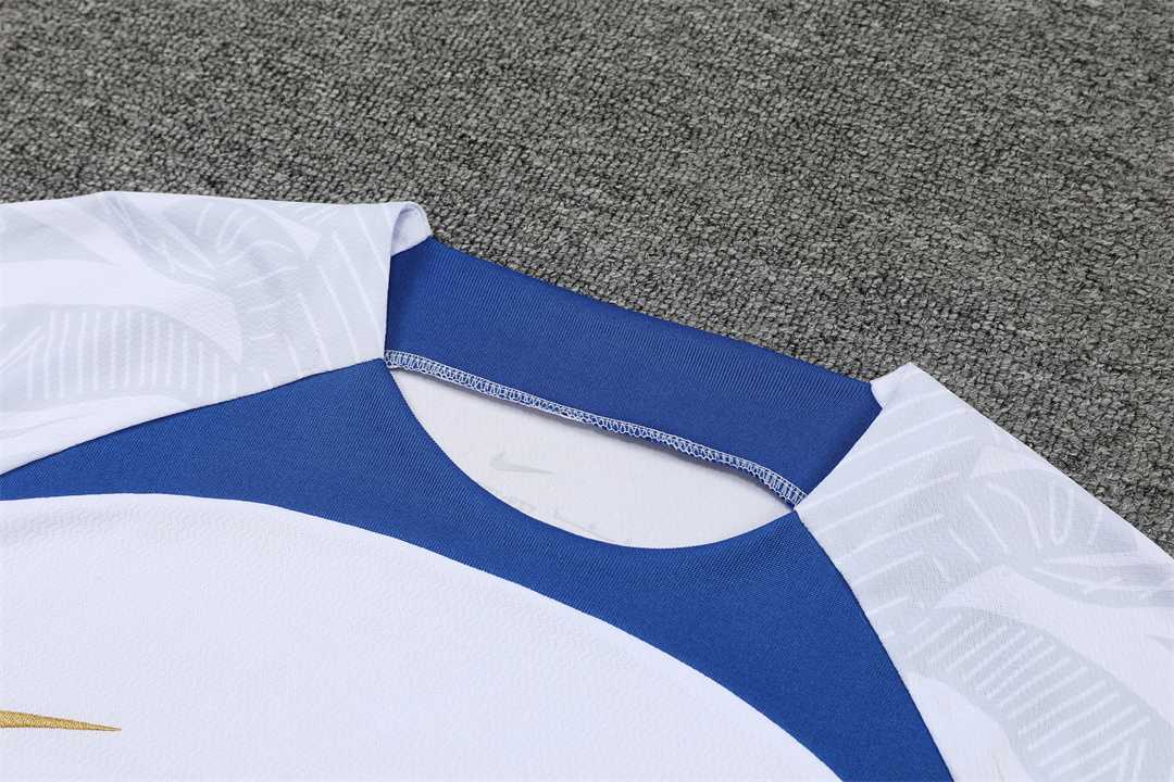 2022 France Training Suit Short Sleeve Kit White Blue 18