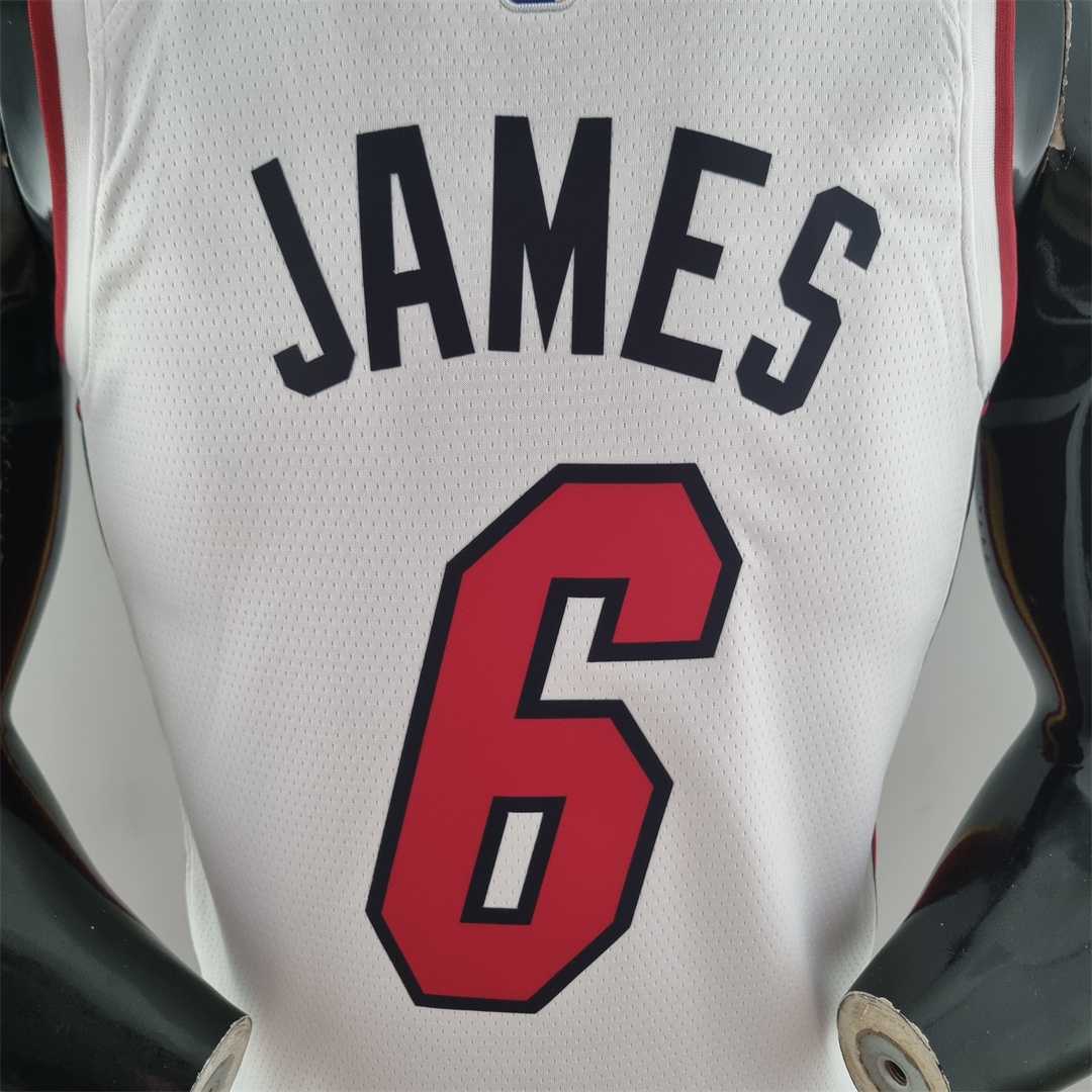 75th Anniversary Miami Heat JAMES #6 White NBA Jersey 9