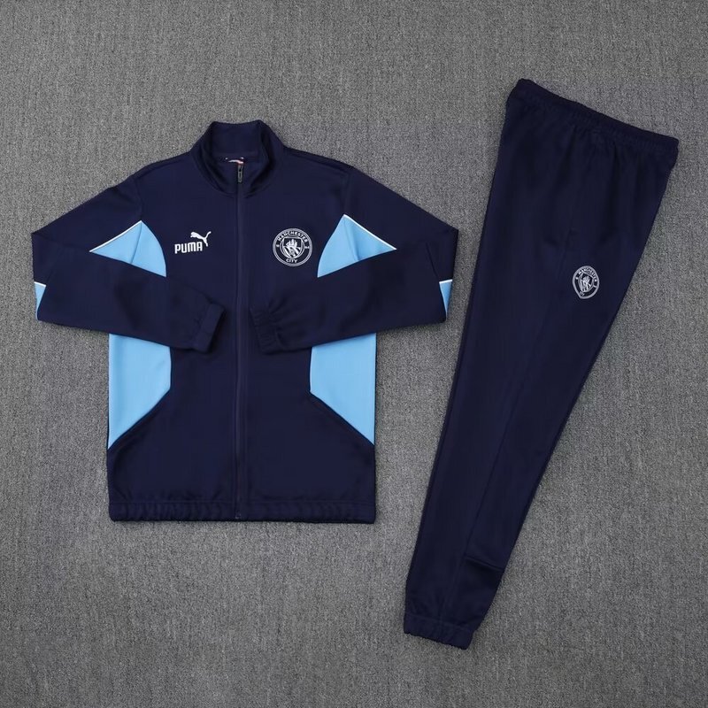 25-26 Manchester City Navy&Blue Football Tracksuits Long Jacket Suits 1