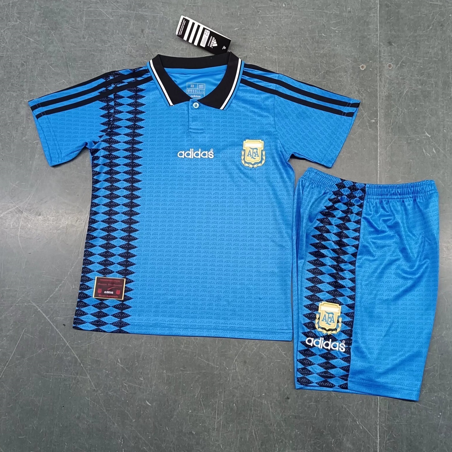 1994 Argentina Away Retro Kids Kit Size-16-28 Soccer Jersey Yupoo