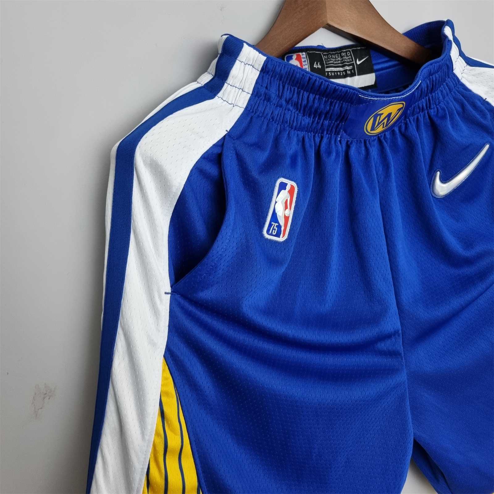 75th Anniversary Golden State Warriors Shorts Blue NBA Jersey 7