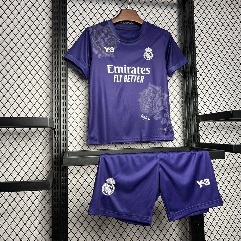 24-25 Real Madrid Y3 Kid Kits Purple Children Sets Football AAAAJersey Yupoo 6