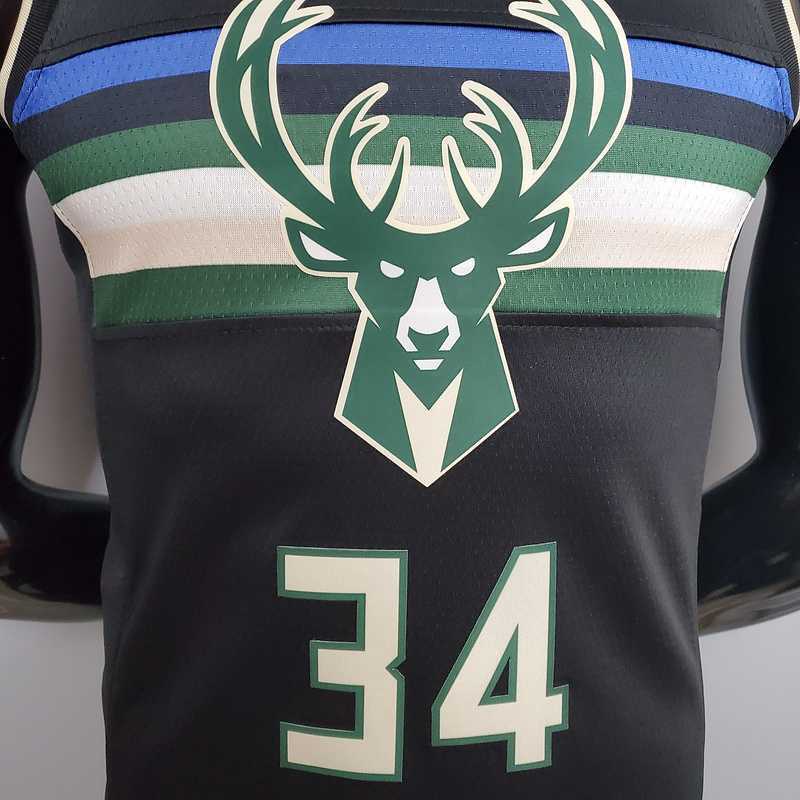New Bucks Jordan Antetokounmpo #34 Theme Edition Black 3
