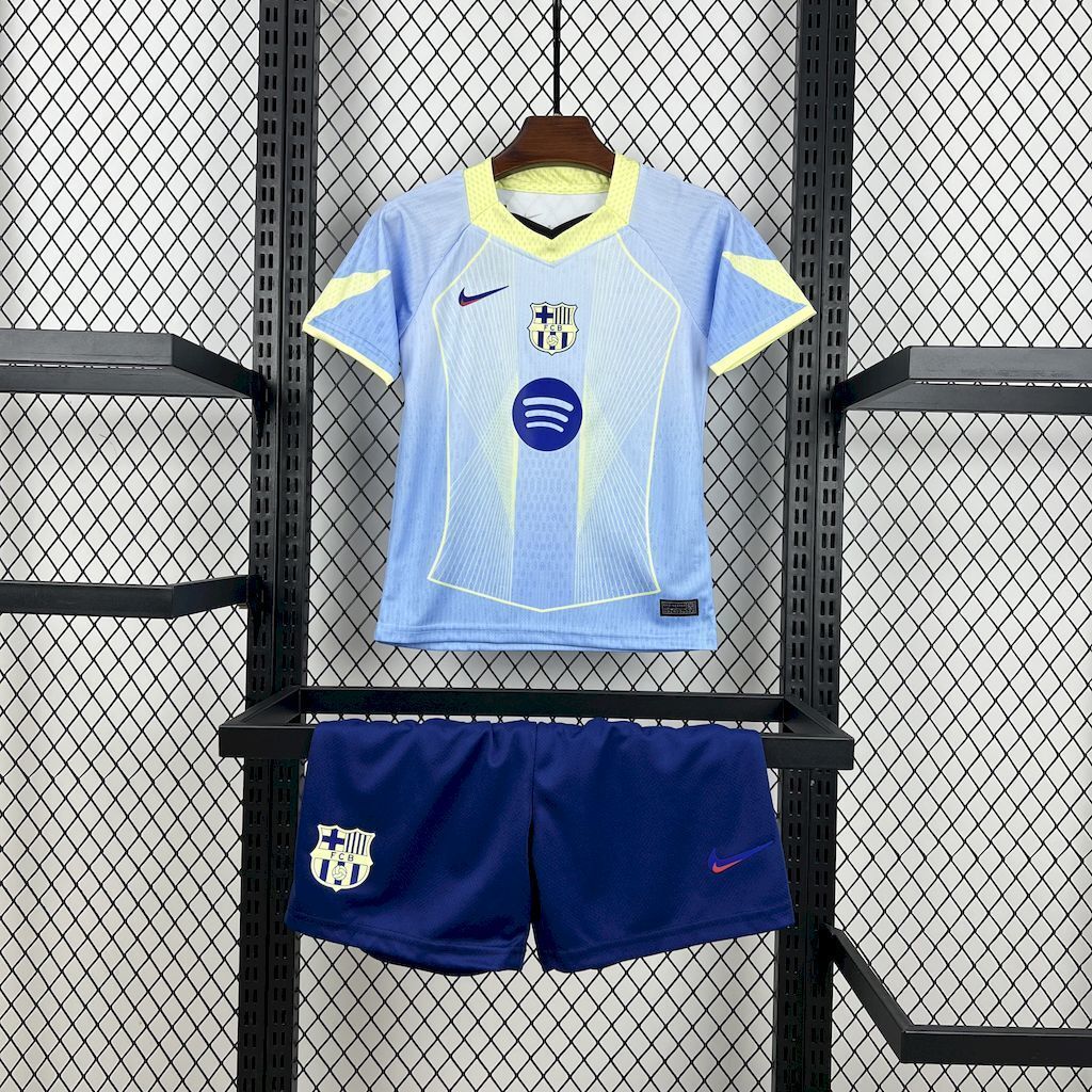 25-26 Barcelona Blue Special Edition Kid Kits Youth Apparels Soccer AAAAJersey Yupoo-1