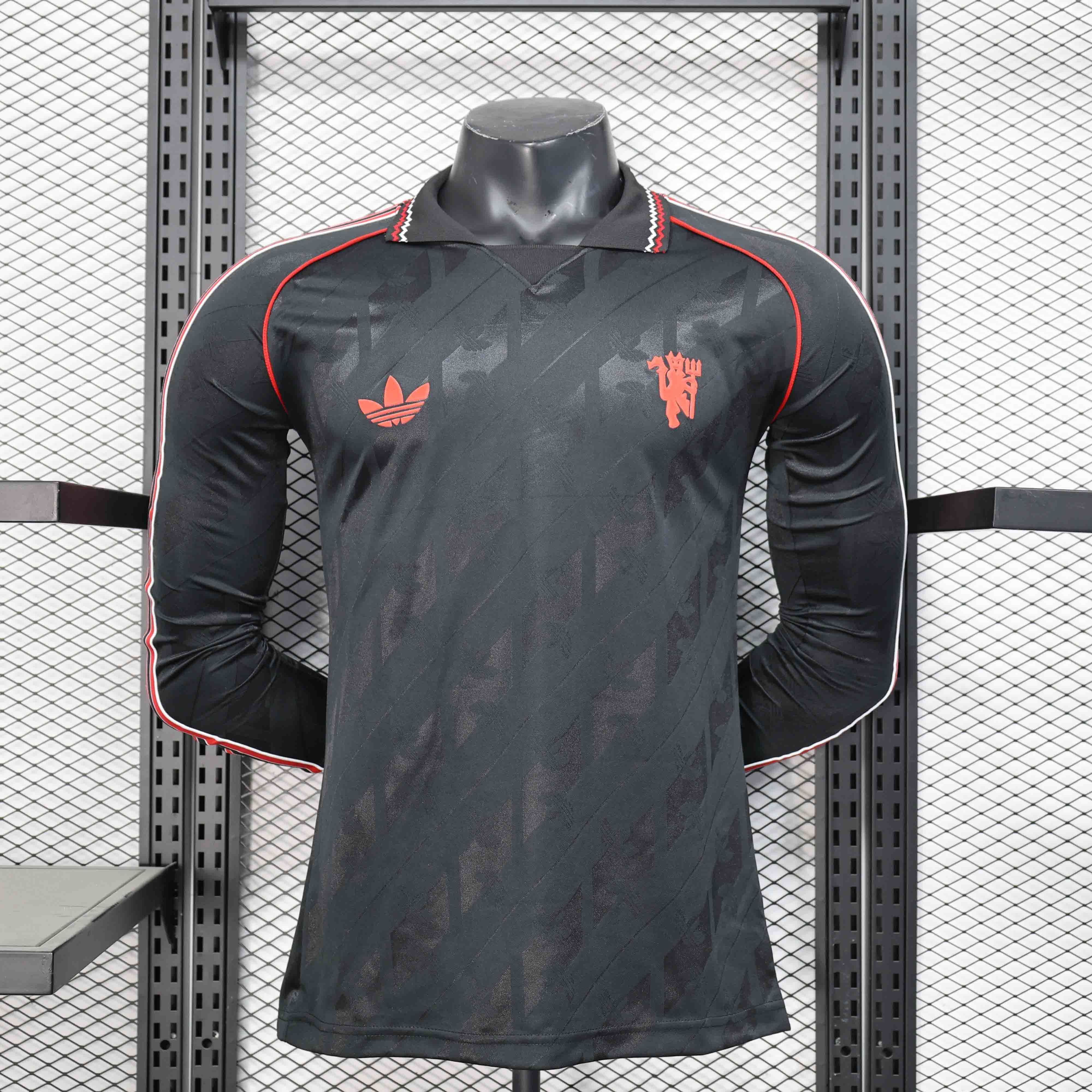 25-26 Manchester United OG Black Long Sleeve Kit Player Version Shirt AAAAJersey Dropship Yupoo