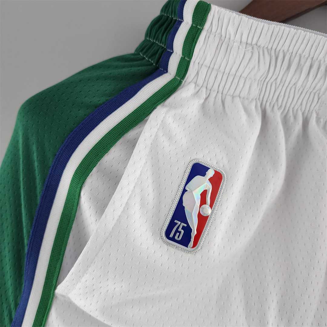 2022 Dallas Mavericks Urban Edition NBA Shorts White Green Trim 6