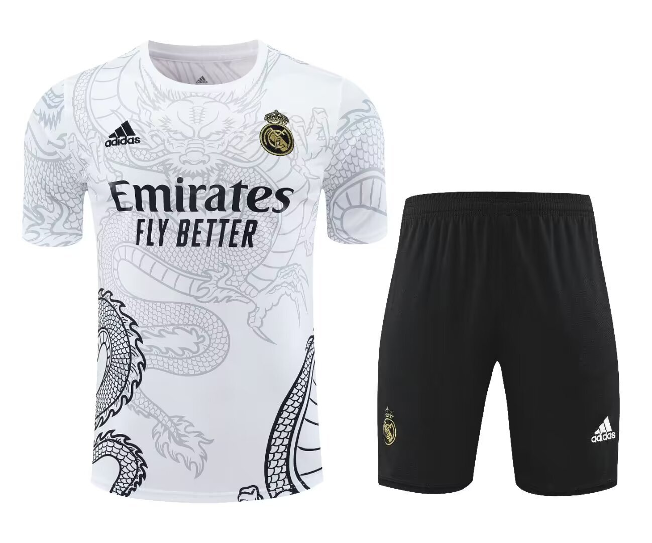 24-25 Real Madrid White Dragon Training Kits(Top+Shorts) Football Replicas Yupoo