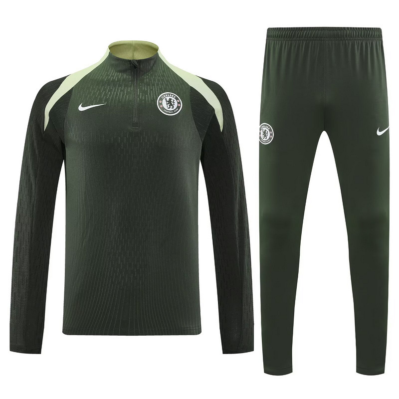 25-26 Chelsea Army Green Training Kits Long Football Tracksuits 3