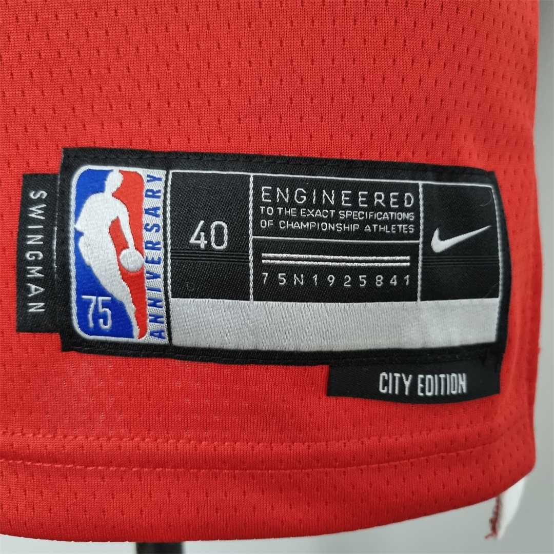 75th Anniversary 2022 Season Chicago Bulls BALL #2 City Edition Red NBA Jersey 8