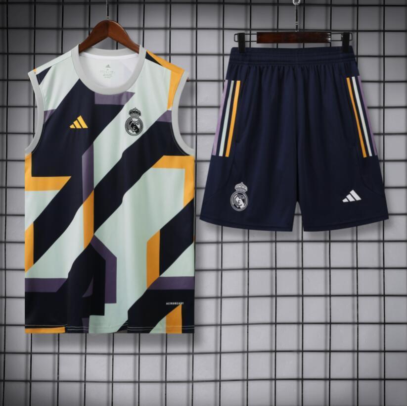23-24 Real Madrid Training Suits Black&Gray Sleeveless Kit Soccer Jerseys Yupoo
