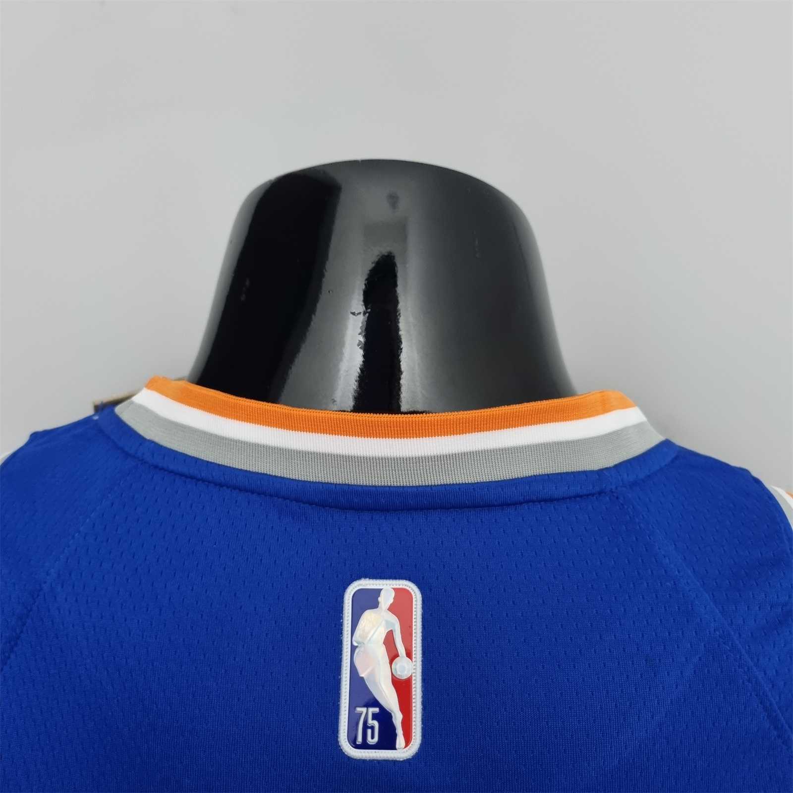 75th Anniversary Anthony #7 New York Knicks Blue NBA Jersey 4