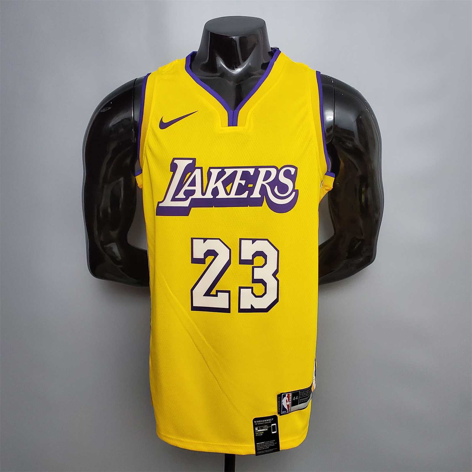 James #23 Lakers V-neck City Edition yellow