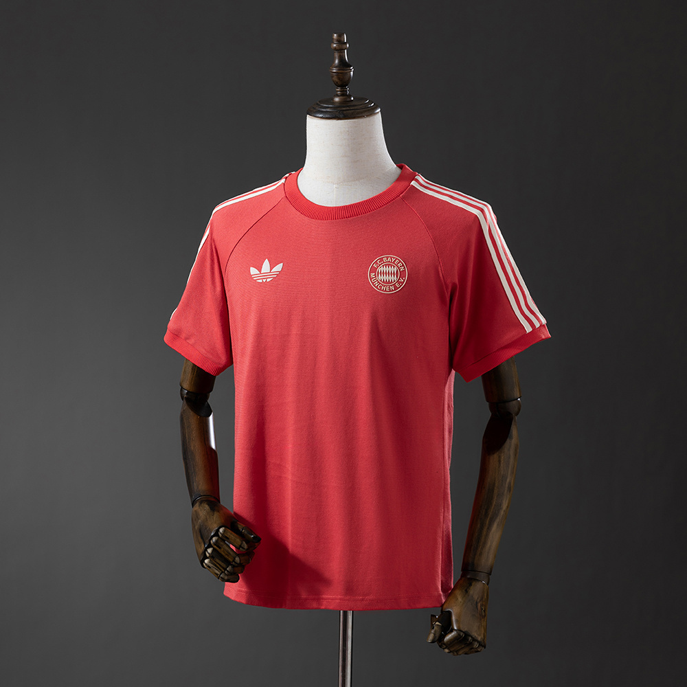 25-26 Bayern Munich Adicolor Classics 3-Stripes Red T-Shirt Yupoo