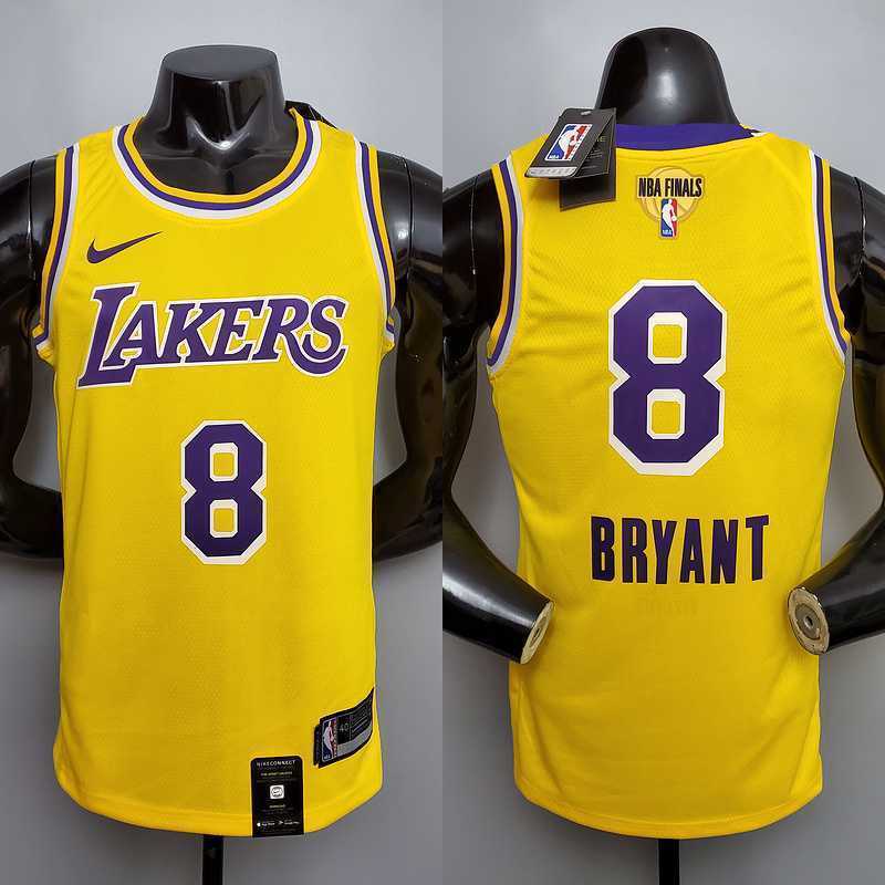 New Bryant #8 Lakers Commemorative Edition Round neck yellow 3