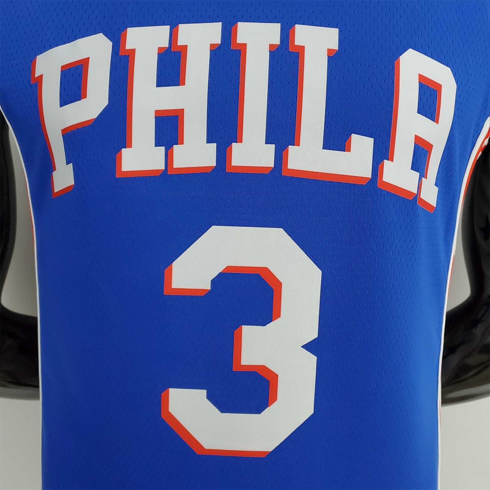 75th Anniversary Philadelphia 76ers IVERSON#3 Blue NBA Jersey 4