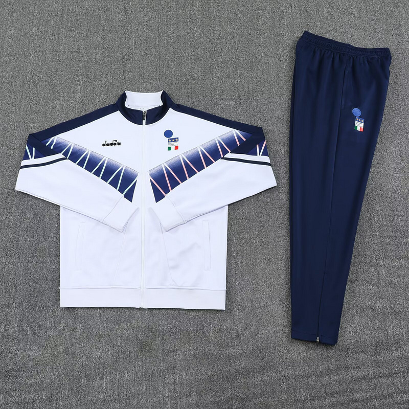25-26 Italy Chandal Retro Blanco Football Tracksuits Long Jacket Suits 1