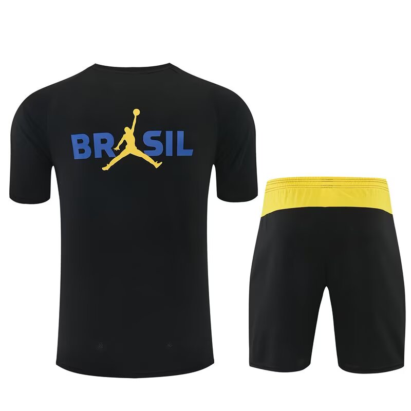 2026 Jordan Brazil Mens Kit Black with Yellow Training Suit Yupoo 6 5