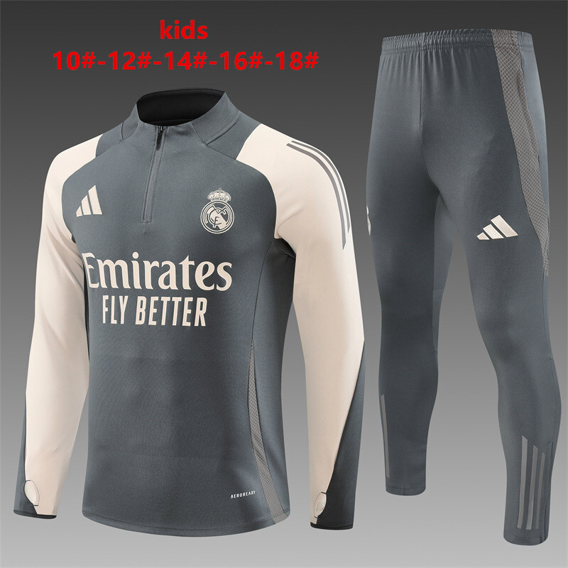 24-25 Real Madrid Kids Long Sleeve Training Suit Football Shirts