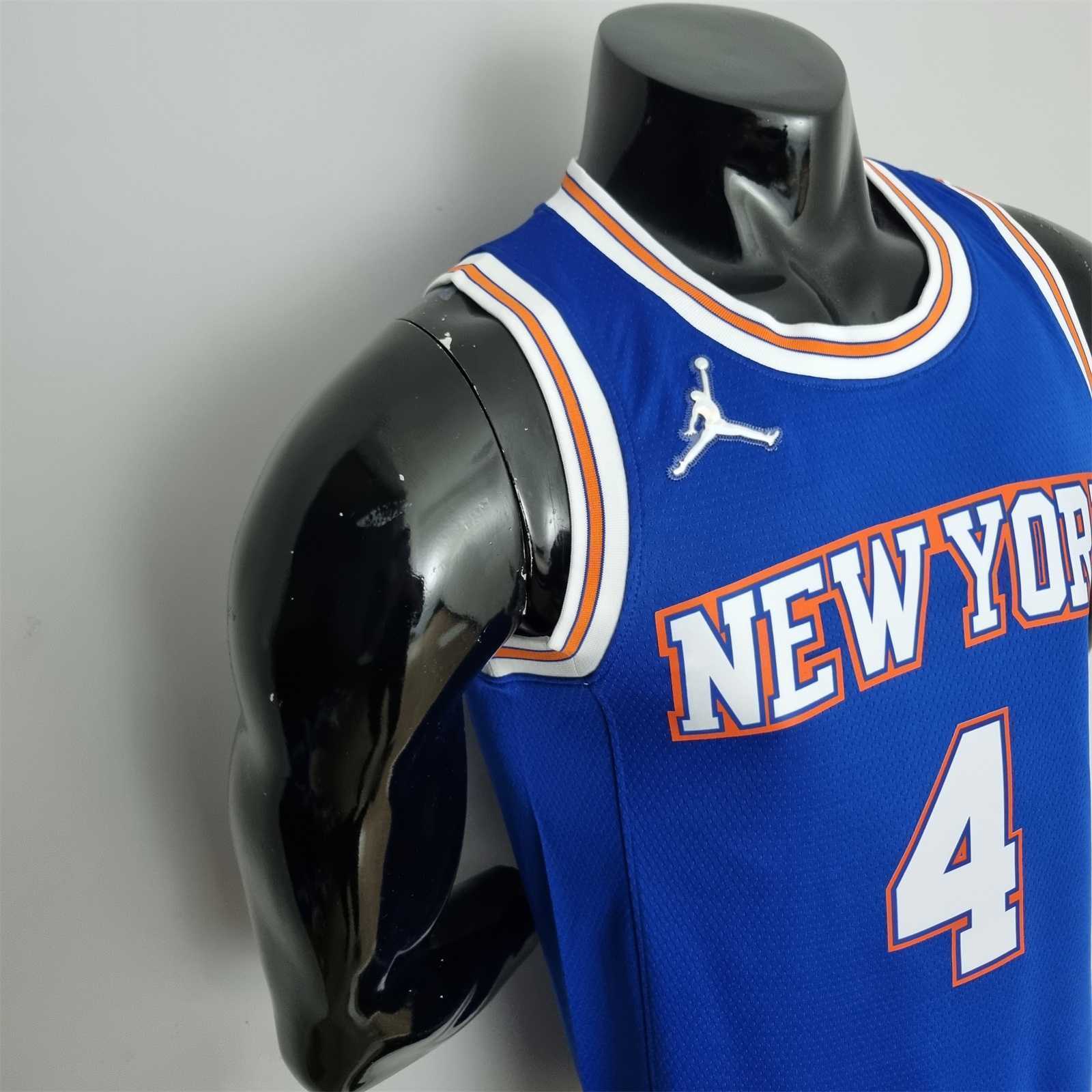 75th Anniversary Ross #4 New York Knicks Jordan Limited Blue NBA Jersey 7