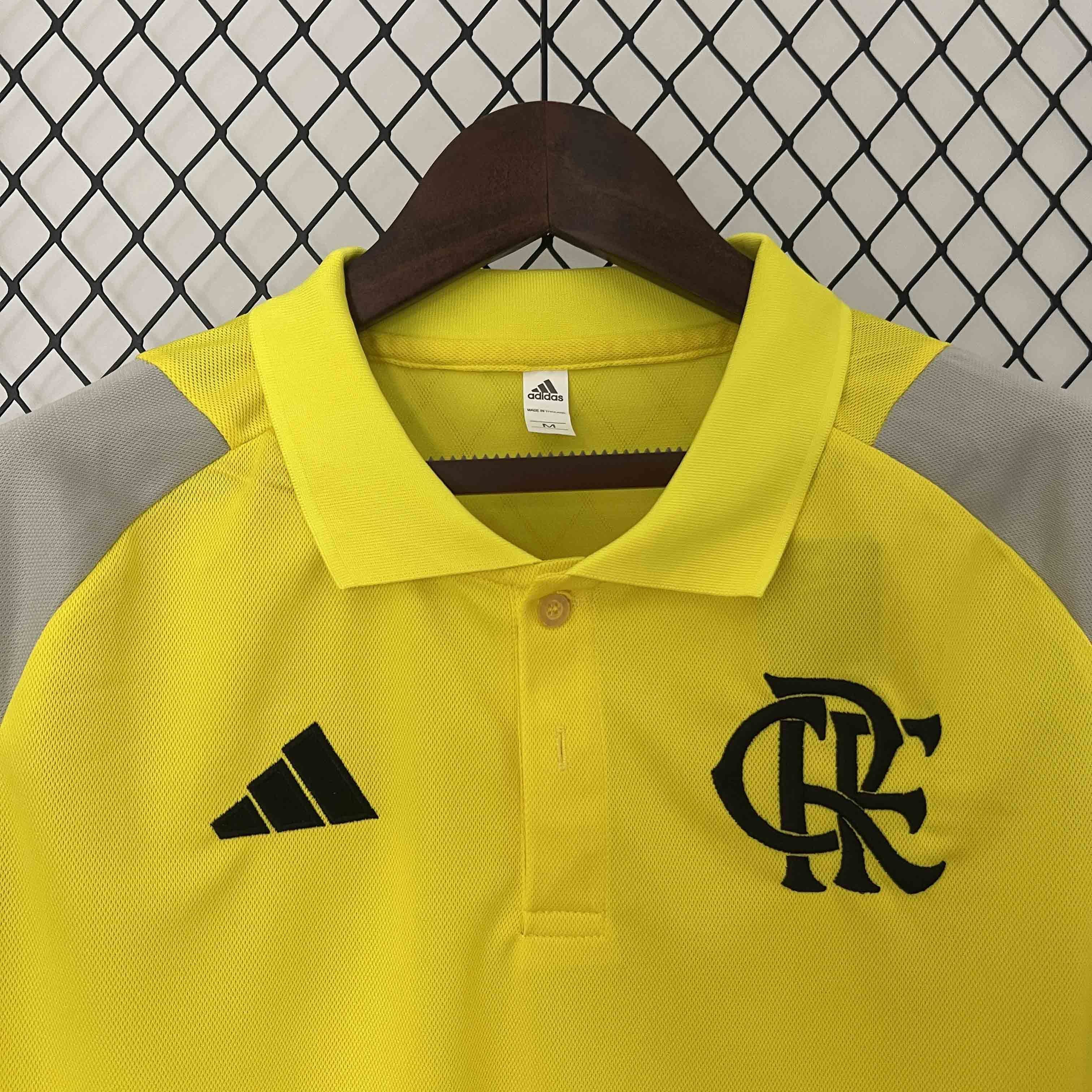 2024 Flamengo Training Yellow Polo Shirt Jersey Supplier Yupoo 4
