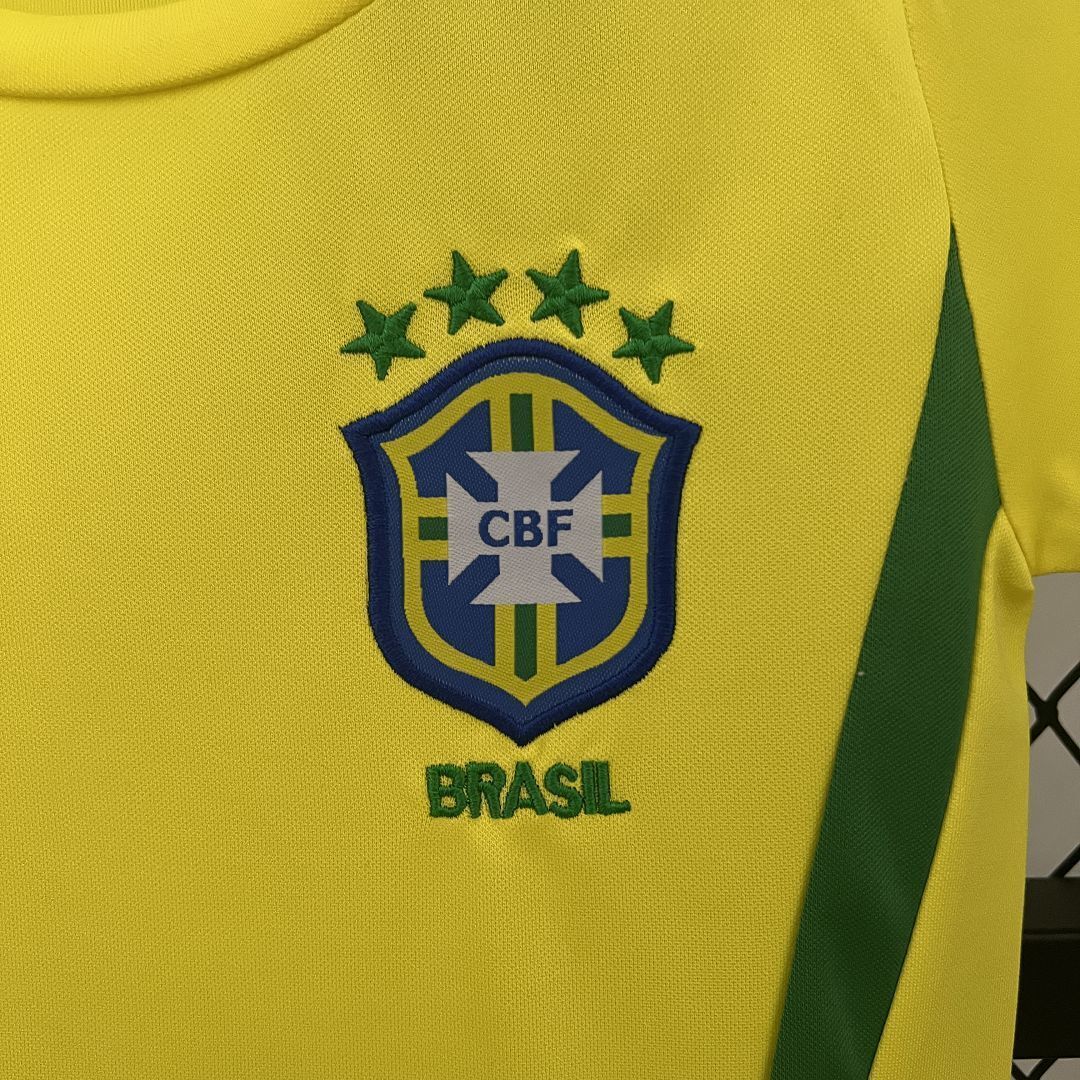 2002 Brazil Home Retro Kids Kit World Cup Shirt Soccer Jerseys Yupoo 1