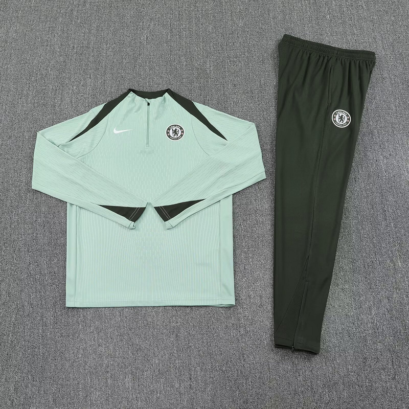25-26 Chelsea Green Training Kits Long Football Tracksuits 2