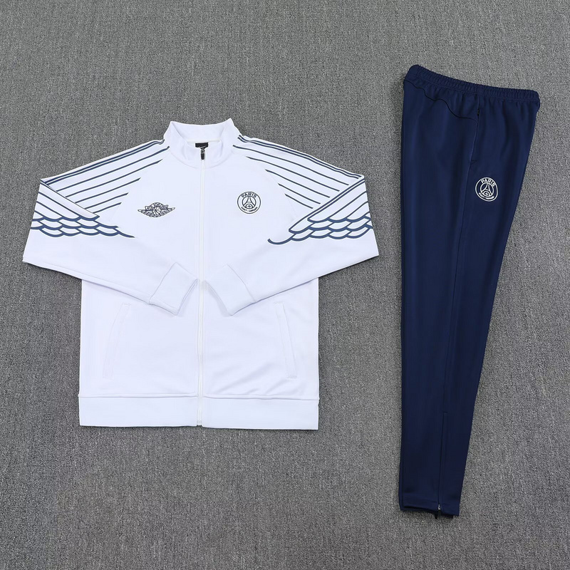 25-26 PSG x Jordan White Football Tracksuits Long Jacket Suits 1