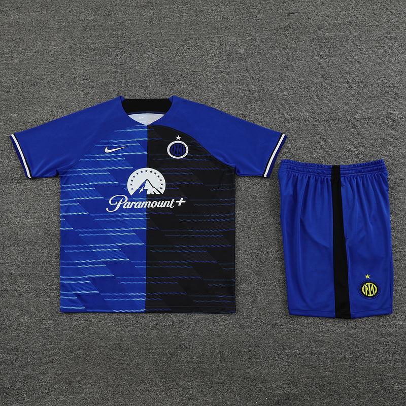 23-24 Inter Milan Short Sleeve Kits Blue&Black Training Suits Cheap Jerseys Yupoo 1