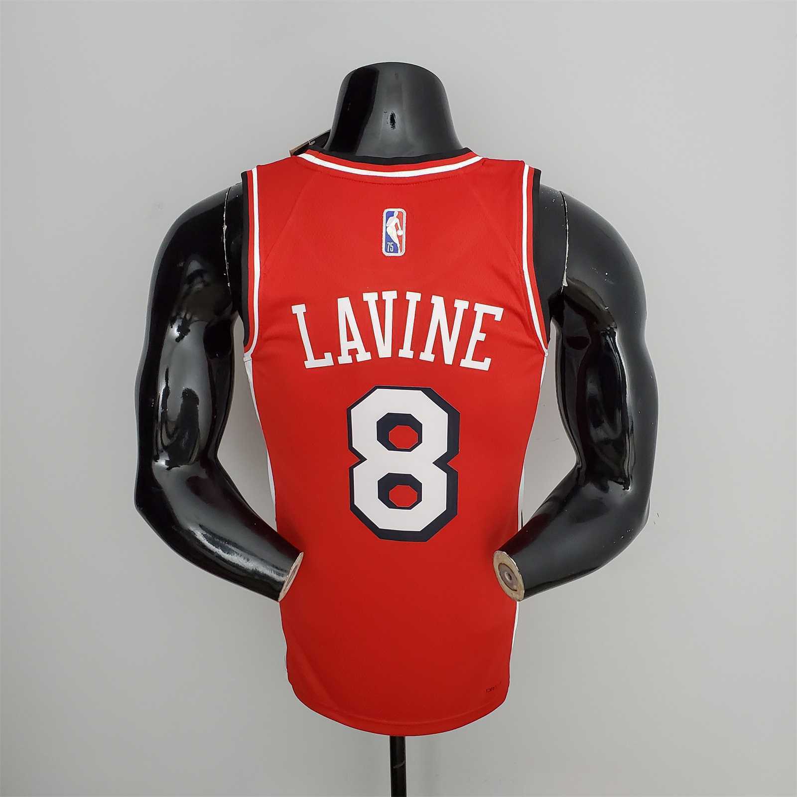 75th Anniversary 2022 Season Chicago Bulls LAVINE#8 City Edition Red NBA Jersey 5
