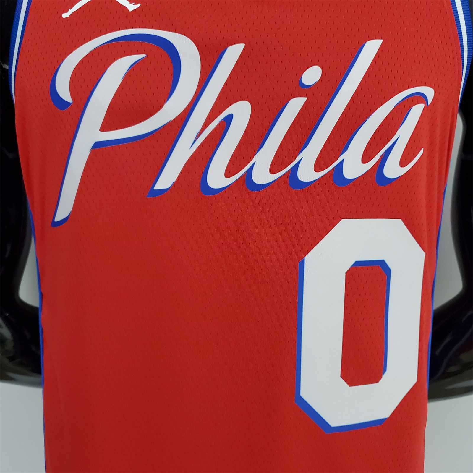 2021 MAXEY#0 76ers Jordan Themed Red NBA Jersey 6