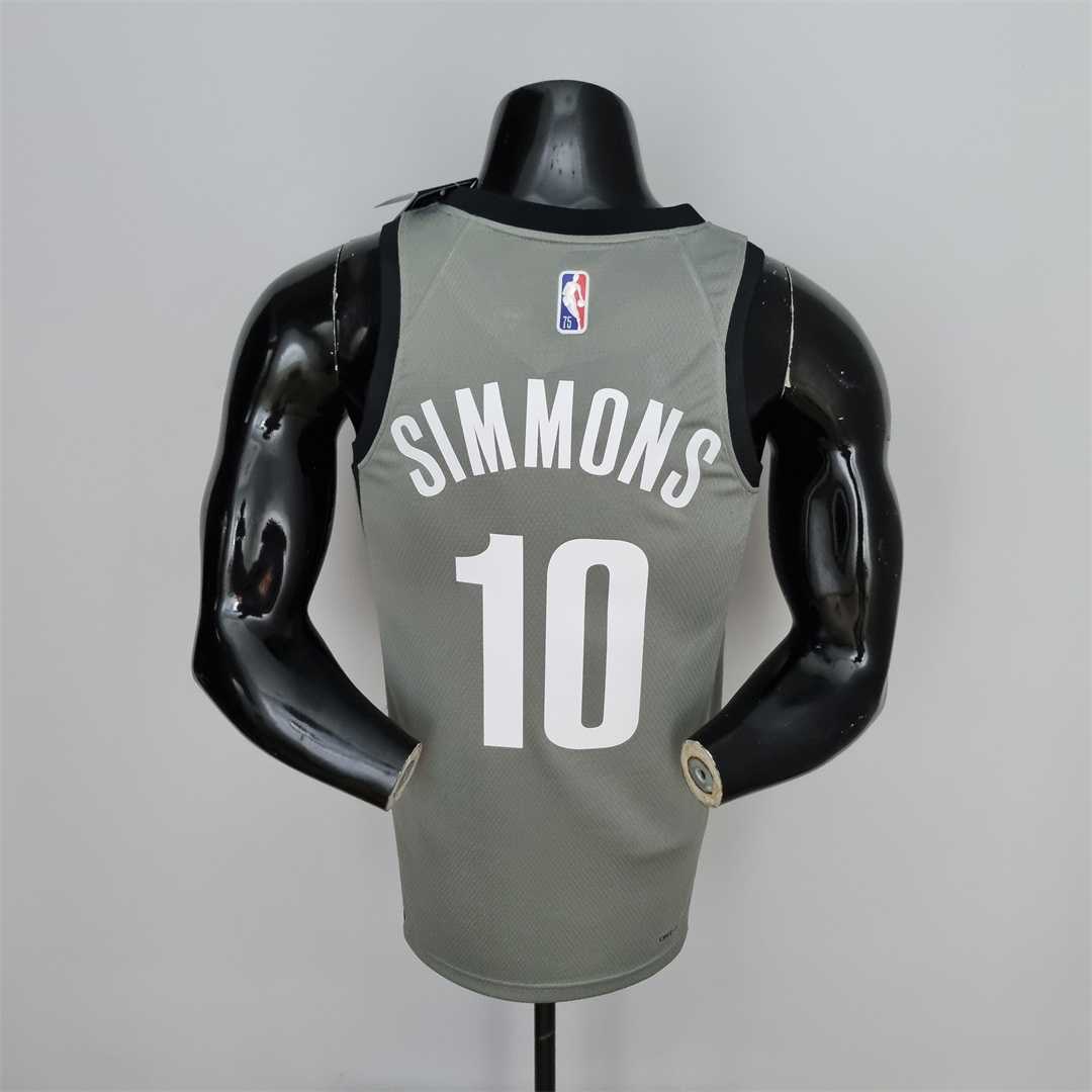 75th Anniversary Simmons #10 Brooklyn Nets City Edition Gray NBA Jersey 7