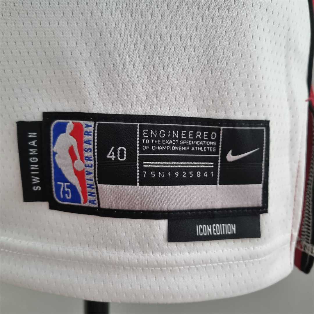 75th Anniversary Miami Heat WADE #3 White NBA Jersey 5