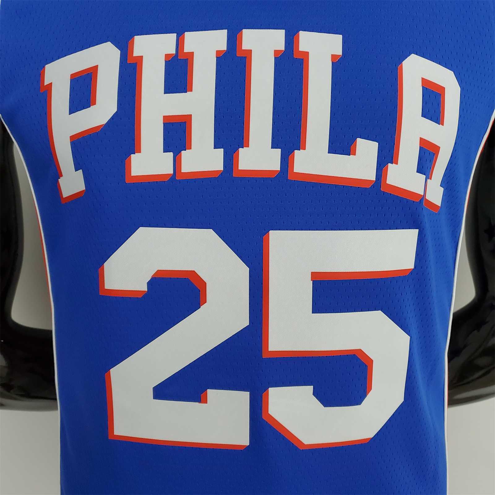 75th Anniversary Philadelphia 76ers SIMMONS#25 Blue NBA Jersey 2