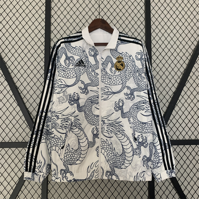 23-24 Real Madrid Reversible Dragon Windbreaker White 5