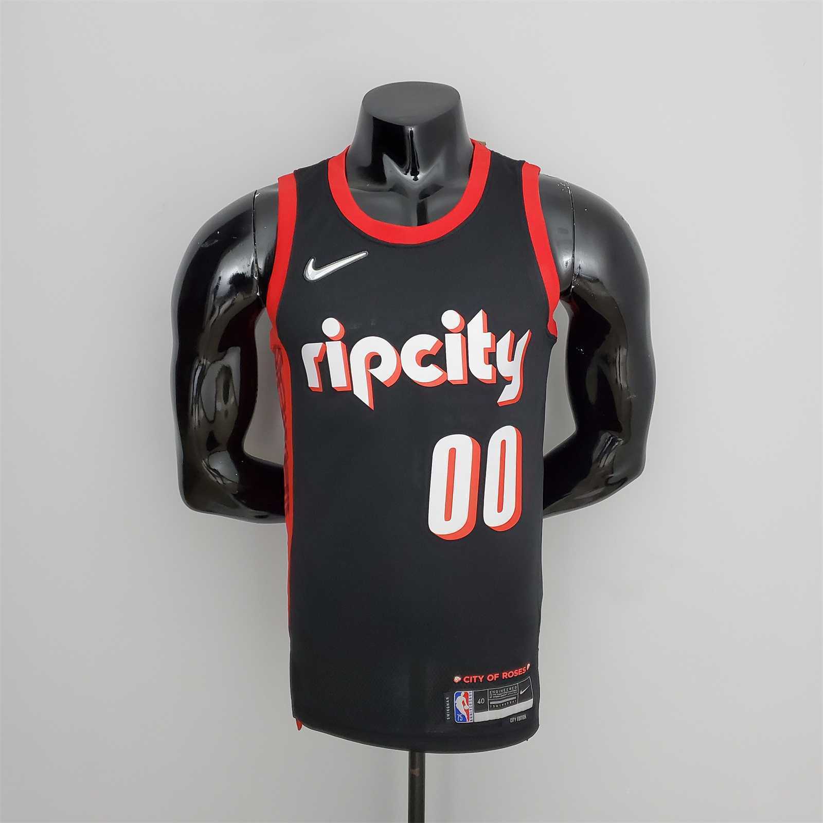 2022 Season Anthony#00 Trail Blazers Urban Edition Black NBA Jersey