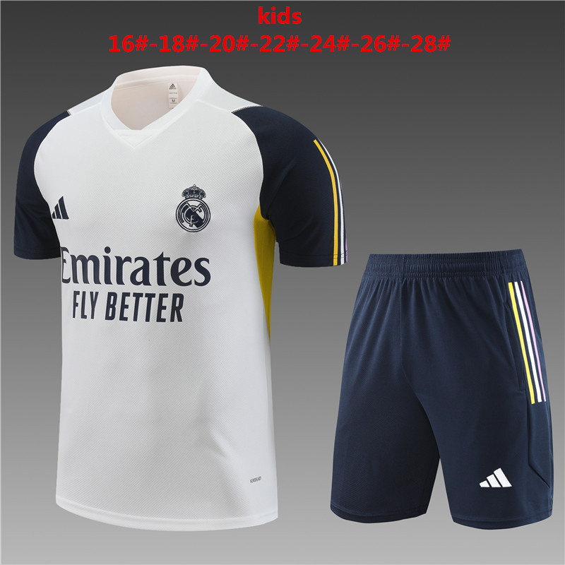 23-24 Real Madrid White Kids Kit Training Suits Soccer Jerseys Yupoo