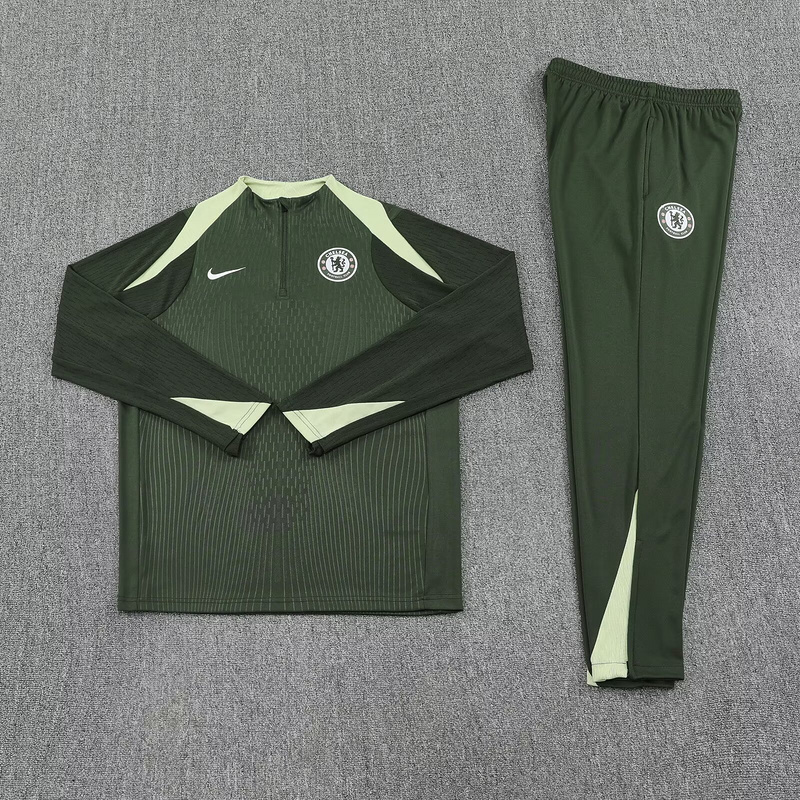 25-26 Chelsea Army Green Training Kits Long Football Tracksuits 1